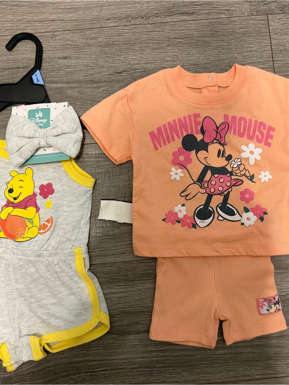 Disney Minnie Mouse Peach Short Pajama Set with Floral Graphic